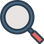 Magnifying glass icon with a red handle on a white background