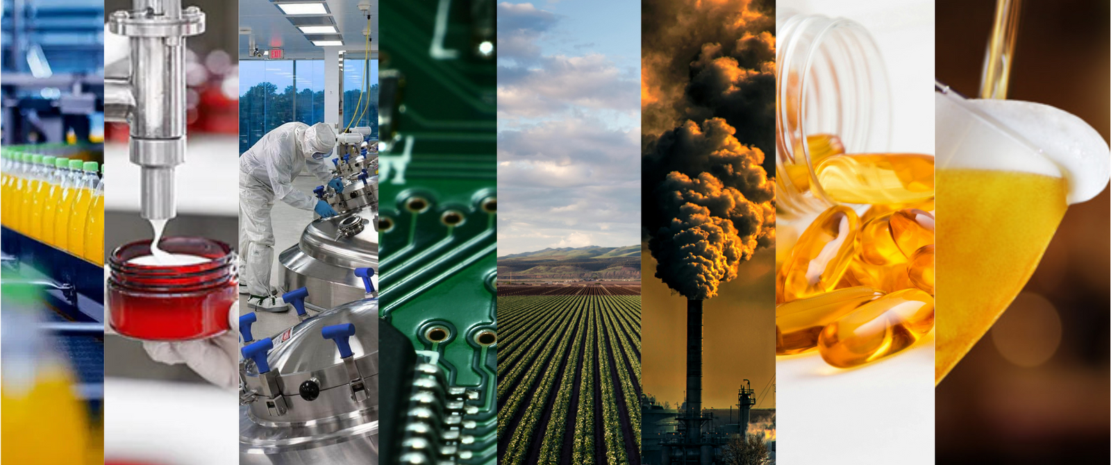 Collage of various industries and applications served by Sorbents Direct 