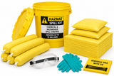 20 gallon Hazmat spill kit with yellow chemical absorbents, PPE and UN-approved screw-top salvage drum