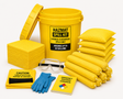 65 gallon Hazmat spill kit with UN-rated overpack drum and chemical absorbents for hazardous spill response