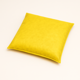 Hazmat absorbent pillow, 18 by 18 inches, yellow polypropylene for hazardous spill control.