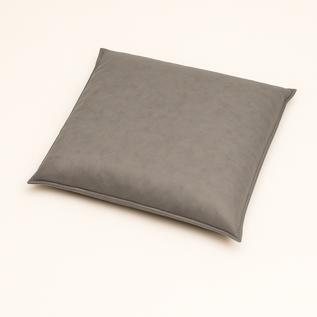 Universal absorbent pillow, 18 by 18 inches, gray polypropylene for oil, coolant and water spill control.