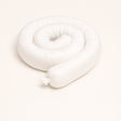 Coiled white oil-only absorbent sock, 3 inches by 48 inches, for oil and petroleum spill containment in industrial and marine environments.
