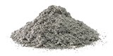Pile of gray absorbent powder on a white background