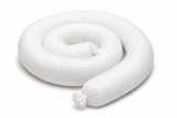 White 3 x 48 inch oil-only absorbent sock for containing petroleum and oil spills