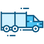 Blue icon of a truck on a white background